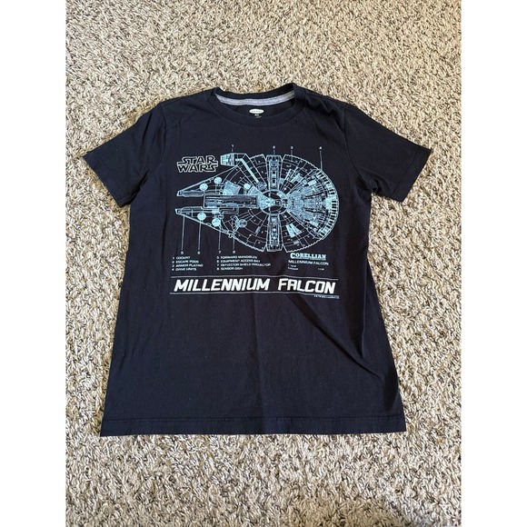 Old Navy Other - Old Navy Boys Black‎ "Millennium Falcon" Short Sleeve Tee Size Medium (8)